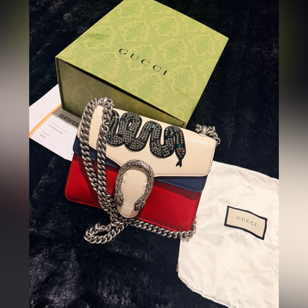Gucci Dionysus GG Snake Embroidered Shoulder Bag